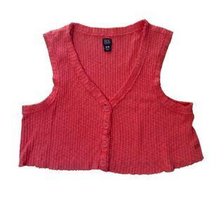 URBAN OUTFITTERS BDG Ribbed Cropped Button Front Sweater Tank Size medium